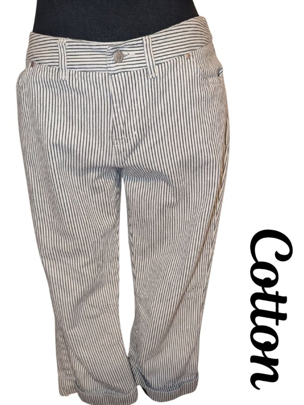 Thalia Sodi Striped Cotton Crop Pants